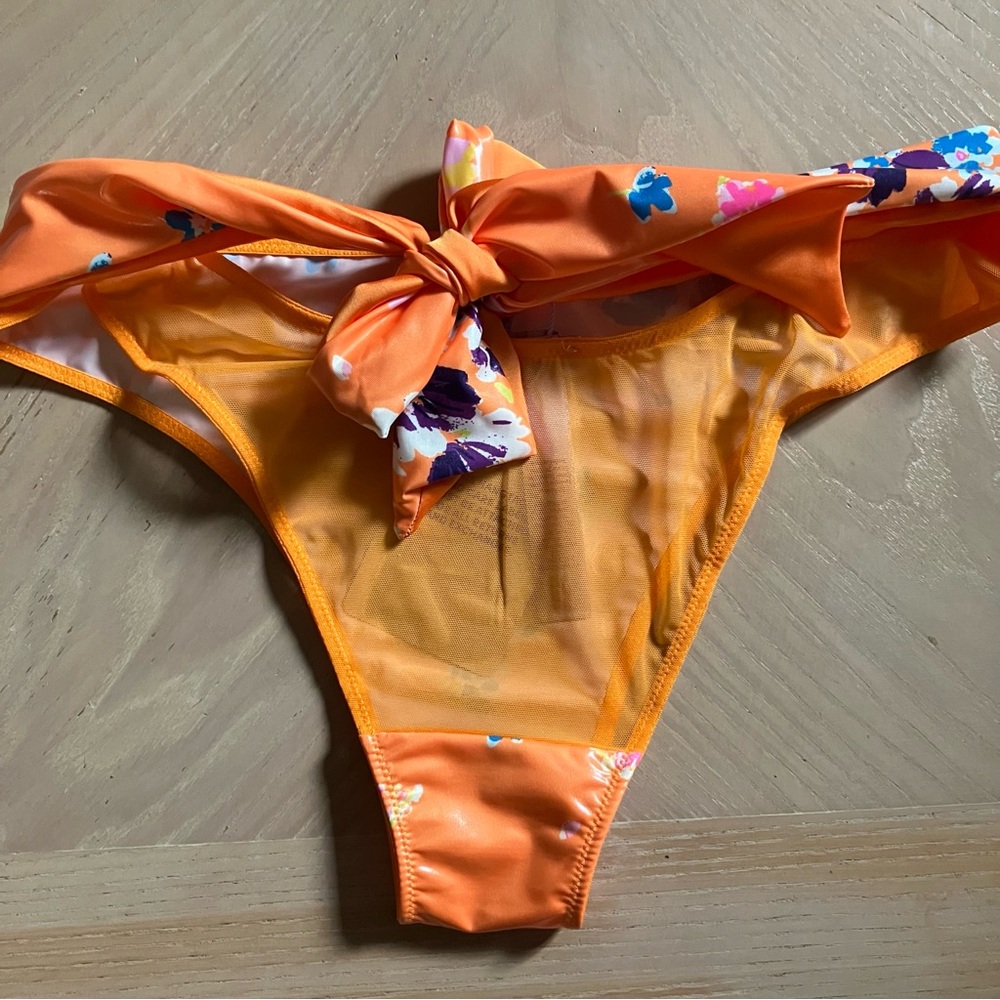 SAVAGE X FENTY Night Blooms High Leg Bikini Orange Creme Bedtime Bouquet M NWT - Picture 13 of 14